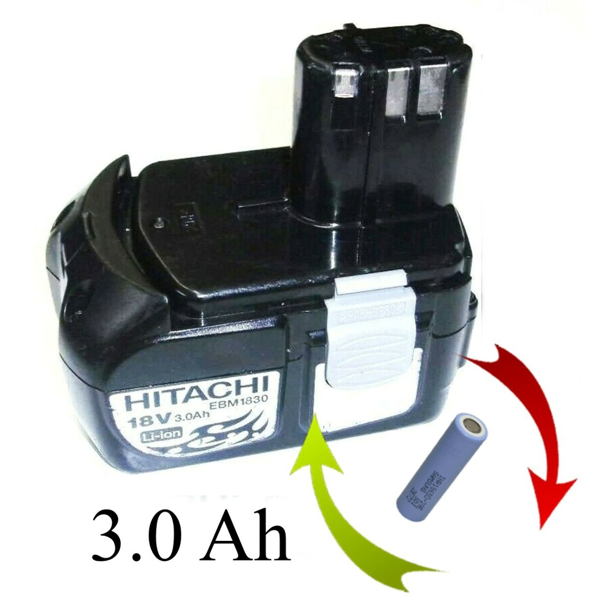 Akkureparatur Zellentausch für Hitachi Akku 18 V Li EBM 1830 mit 3 0