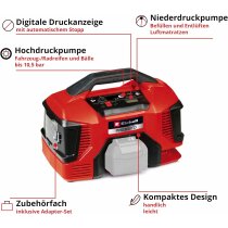 Einhell Akku-Kompressor PRESSITO 18/21 Power X-Change 18V...