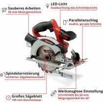 Einhell Akku-Handkreissäge TE-CS 1 Li 18V mit Akku 2.5 Ah und Ladegerät Power X-Change