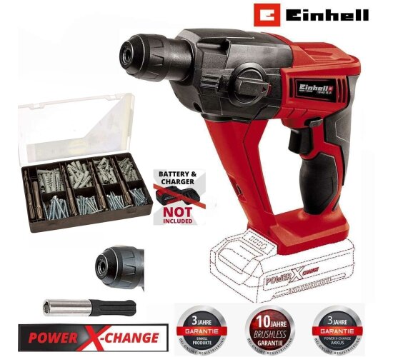 Einhell Akku-Bohrhammer TE-HD 18 Li- Solo 18V SDS-Plus + Befestigungsset