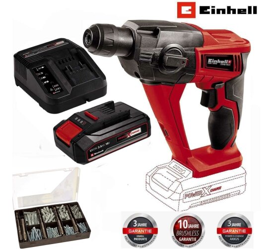 Einhell Akku-Bohrhammer TE-HD 18 Li- 18V Akku 2.5 Ah + Befestigungsset