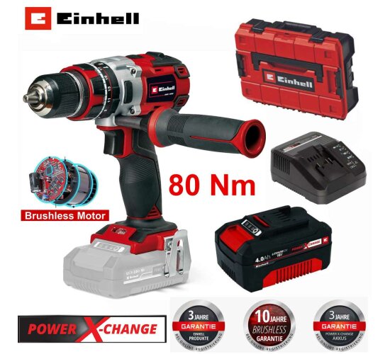 Einhell Professional Schlagbohrschrauber TP-CD 18/80 Li-i BL 80 Nm + Akku 4.0 Ah Ladegerät +Koffer s-f