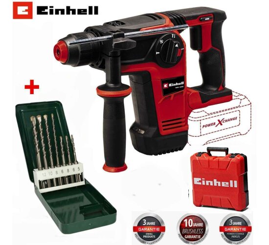 Einhell Professional Akku-Bohrhammer TP-HD 18/26 Li BL-18V Solo +Koffer,  Bosch 7tlg. Bohrerset