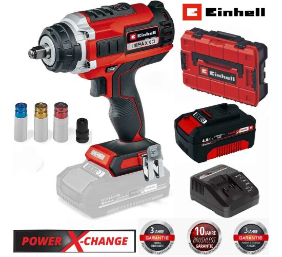 Einhell Professional Schlagschrauber IMPAXXO 18/450 Akku 4.0 Ah 18V Koffer 3-Gang-Getriebe, Bürstenloser Motor