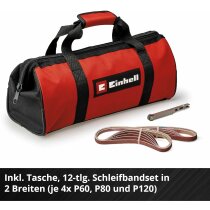 Einhell Bandfeile TE-BF 18 Li 18V Akku 2.5 Ah 2 x Schleifarme 9 mm und 13 mm