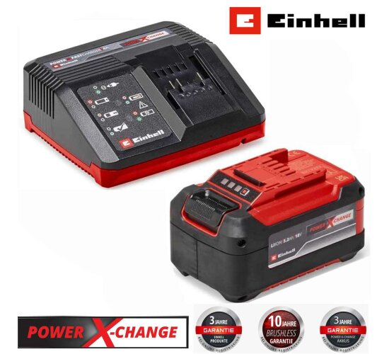 Einhell Starter Kit 5,2 Ah Akku 18V und Fastcharger 4 A 80 min Ladezeit 18 V