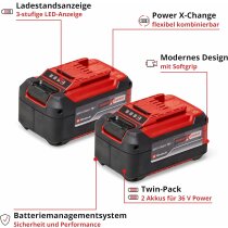 Einhell Akku PXC-Twinpack 2 x 5,2 Ah Li-Ion 18V, Power X-Change 18 V