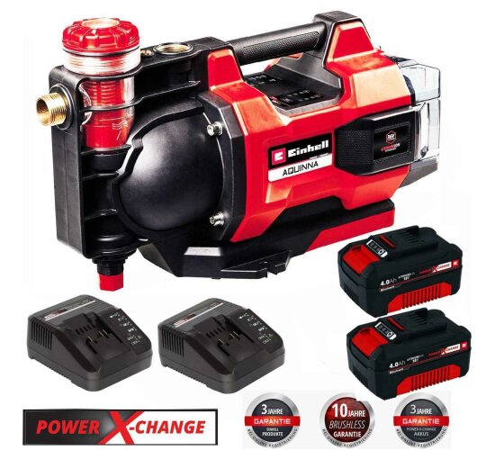 Einhell Gartenpumpe AQUINNA 36/38 F LED AUTOMATIC 36V 2x Akku 4.0 Ah 2x Charger