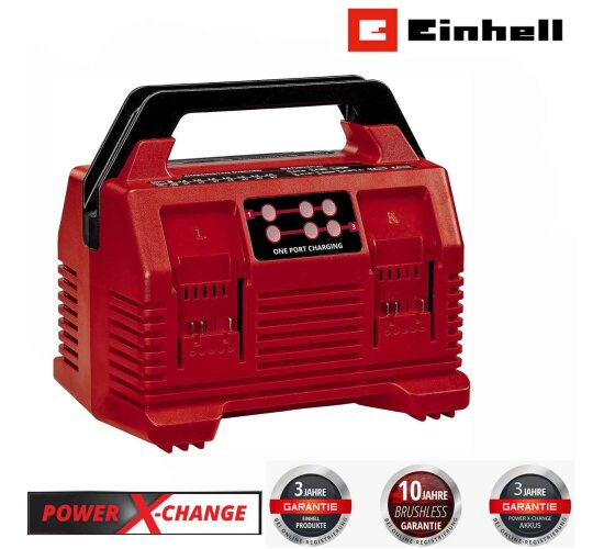 Einhell Original Ladegerät Power X-Quattrocharger 4A 18V, Laden von 2x2 Akkus,6-fache LED-Zustandsanzeige