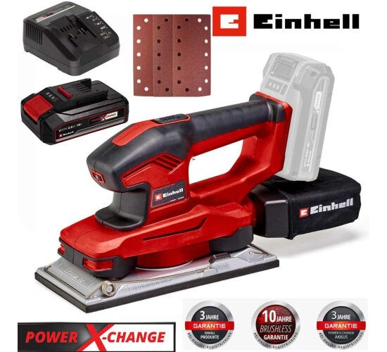 Einhell Akku-Schwingschleifer TE-OS 18/230 Li Akku 2.5 Ah , 3x Schleifpapier,