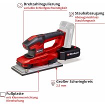 Einhell Akku-Schwingschleifer TE-OS 18/230 Li Akku 2.5 Ah , 3x Schleifpapier,