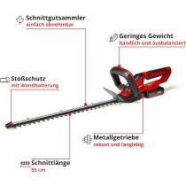 Einhell Akku-Heckenschere GC-CH 1855/1 Li 18 V, 55 cm Akku 2.5 Ah  Ladegerät