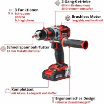 Einhell Professional Akku Schlagbohrschrauber TE CD 18/60 Li i BL 2x2,0 Ah  & Ladegerät