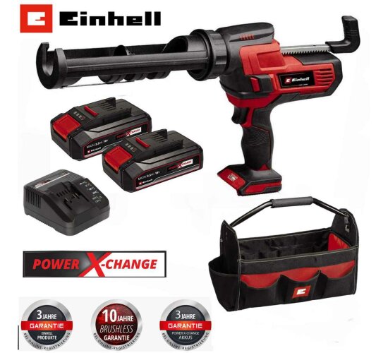 Einhell Kartuschenpistole TE-SG 18/10 Li 18V + 2 x Akku 2.5 Ah, Ladegerät + Bag