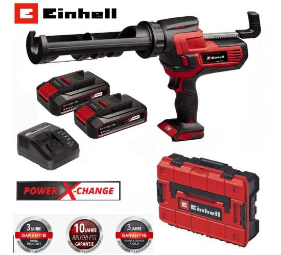 Einhell Kartuschenpistole TE-SG 18/10 L-18V + 2 x Akku 2.5 Ah, Ladegerät, Koffer