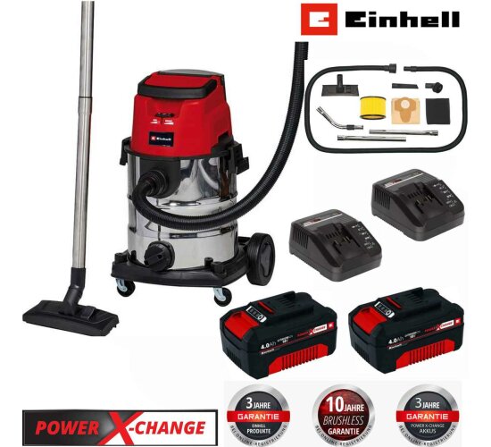 Einhell Nass-Trockensauger TE-VC 36/25 Li S 36V  2 x Akku 4.0 Ah 2 x Ladegerät