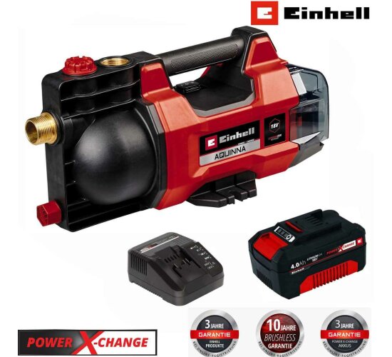 Einhell 18V Gartenpumpe AQUINNA 18/28 Akku 4.0 Ah ECO-/ Boost-Modusmax. 2800 L/h