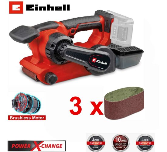 Einhell Professional 18V Akku-Bandschleifer TP-BS 18/457 Li BL-Solo inkl. 3x P80