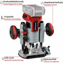 Einhell Professional 18V Oberfräsen-Kantenfräsen-Set TP-RO 18 Set BL Akku 2.5 Ah