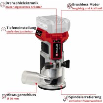 Einhell Professional Akku-Kantenfräse TP-ET 18 Li BL-Solo