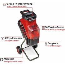 Einhell Messerhäcksler REDAXXO 36/25 2 x Akku 4.0 Ah...