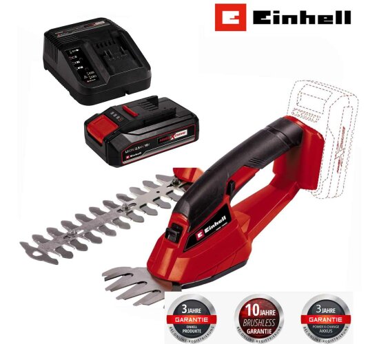 Einhell Akku Gras- und Strauchschere GC-AGSS 18 Li- 18V ,mit Akku 2.5 Ah + Ladegerät Power X-Change