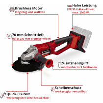 Einhell Professional Winkelschleifer AXXIO 36/230 Q 36V,Akku 4.0 Ah + Tasche