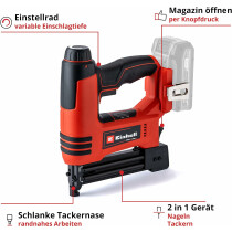 Einhell Akku-Nagler TE-CN 18 Li -18V,Tacker und  Nagler mit Akku 2.5Ah / Ladegerät + Koffer