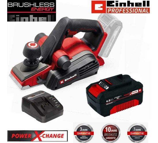 Einhell Professional 18V Akku-Handhobel TP-PL 18/3 Li BL - Akku 4.0 Ah Ladegerät