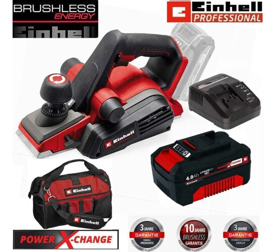 Einhell Professional 18V Akku-Handhobel TP-PL 18/3 Li BL - Akku 4.0 Ah Tasche