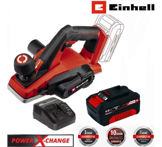 Einhell 18V Akku-Hobel TE-PL 18/82 Li-mit Akku 4-0 Ah , Ladegerät