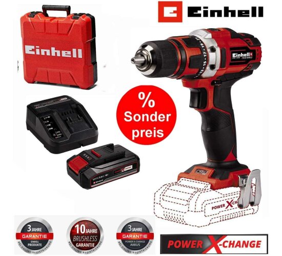 Einhell Bohrschrauber TE-CD 18/40 Li- 18 V, 40 Nm mit Akku 2.5 Ah + Ladegerät + Koffer