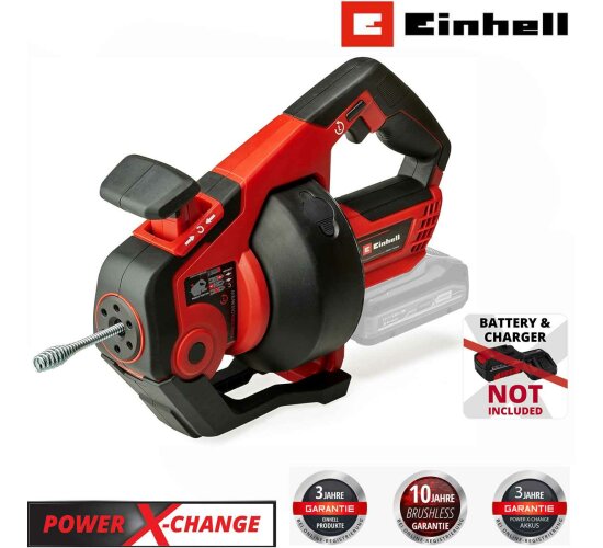 Einhell Akku-Rohrreiniger TE-DA 18/760 Li-Solo  18V, 7,6 m  Reinigungsspirale