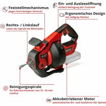 Einhell Akku-Rohrreiniger TE-DA 18/760 Li-Solo  18V, 7,6...