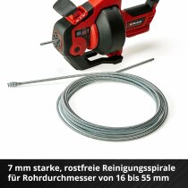 Einhell Akku-Rohrreiniger TE-DA 18/760 Li-Solo  18V, 7,6 m  Reinigungsspirale