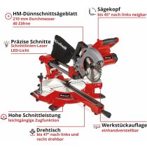 Einhell Akku-Zug-Kapp-Gehrungssäge 36V TE-SM 36/210 Li-Solo ohne Akku / Ladegerät