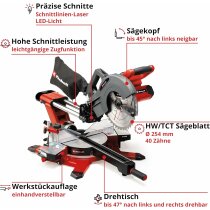 Einhell Akku-Zug-Kapp-Gehrungssäge 36V TE-SM 36/10 L Li-Solo ohne Akkus / Ladegerät