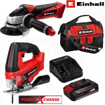 Einhell WinkelschleiferTE-AG 18/115, Stichsäge TC-JS 18V +Akku, Ladegerät,Tasche