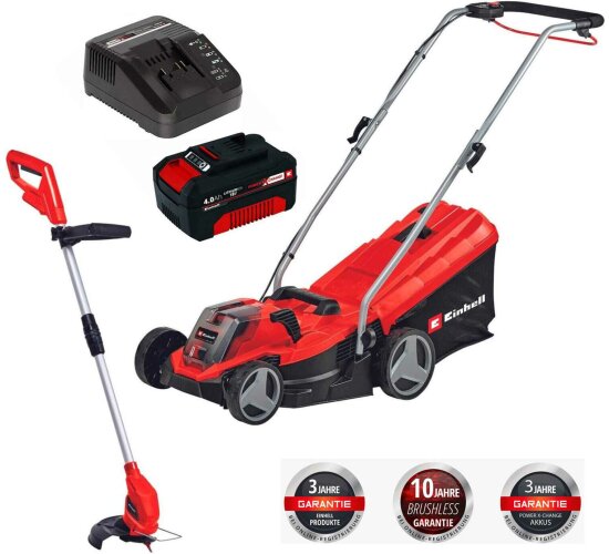 Einhell Rasenmäher-Rasentrimmer-Set GE-cm 18/33 Li, 18Volt Akku 4,0Ah