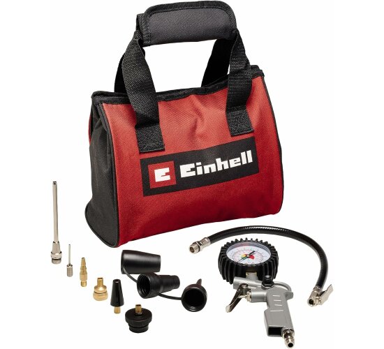 Einhell Kompressoren-Zubehör 10-tlg. Druckluftset, Adapter für Ausblaspistole,Reifenfüller,  Tasche,