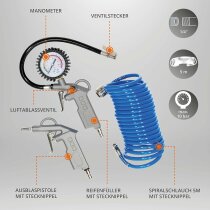 Güde Druckluft-Set 3-tlg. Reifenfüller Spiralschlauch Ausblaspistole