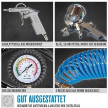 Güde Druckluft-Set 4-tlg. Reifenfüller Spiralschlauch Ausblaspistole Farbpistole