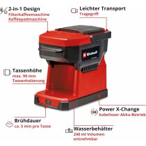 Einhell 18V Akku-Kaffeemaschine TE-CF 18 Li-mit Akku 4.0, Ladegerät Tasche,