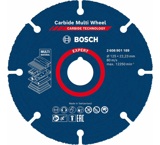 Bosch 1x EXPERT Carbide Multi Wheel Trennscheiben  (für Hartholz, Holz mit Nägeln, Ø 125 mm