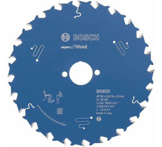 Bosch Kreissägeblatt Expert for Wood, 190 x 30 x 2,6 mm, 24 Z