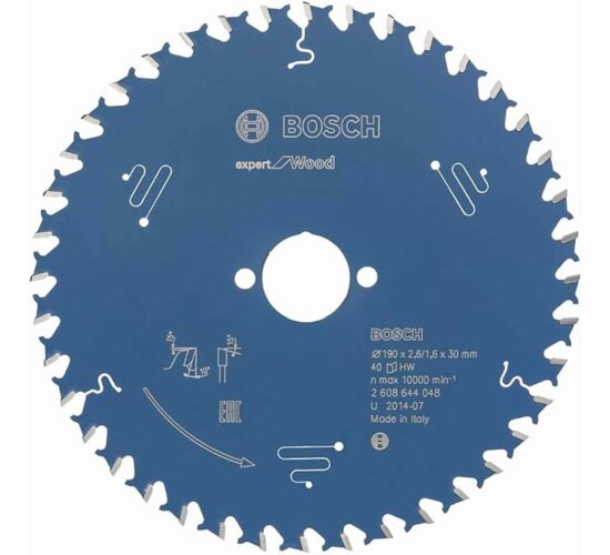 Bosch Kreissägeblatt Expert for Wood, 190 x 30 x 2,6 mm, 40 Z