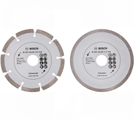 Bosch 2 x Diamanttrennscheiben (für Fliesen und Baumaterial, 125 mm