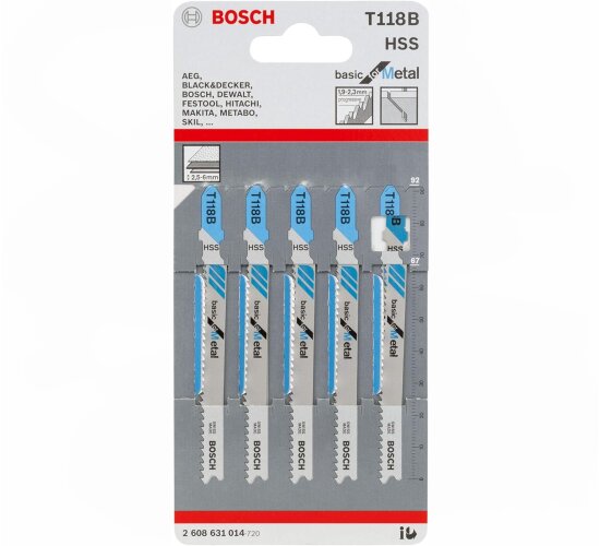 Bosch Stichsägeblatt T118B Basic for Metal, 5er-Pack