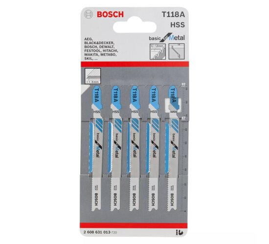 Bosch Stichsägeblatt T118 A Basic for Metal 5er-Pack