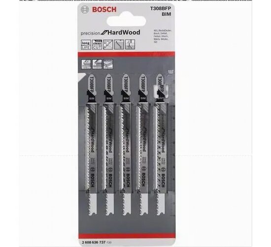 Bosch 5 Stk. Stichsägeblatt T308BFP Hardwood 2-side clean